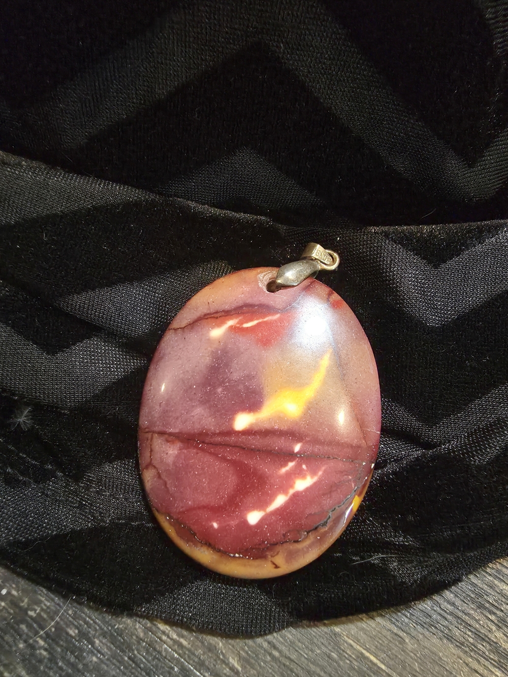 Handmade Mookite Jasper Pendant in Red and Gold Tones
